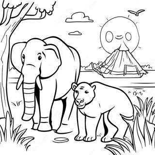 African Wildlife Safari Coloring Page 5544-4430