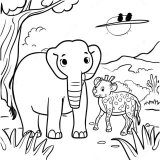 African Wildlife Safari Coloring Page 5544-4431