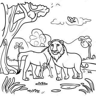 African Wildlife Safari Coloring Page 5544-4432