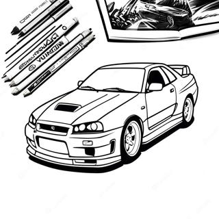 Nissan Skyline Gtr R34 Racing Action Coloring Page 55502-46169