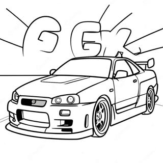 Nissan Skyline Gtr R34 Racing Action Coloring Page 55502-46171