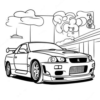 Nissan Skyline Gtr R34 Racing Action Coloring Page 55502-46172