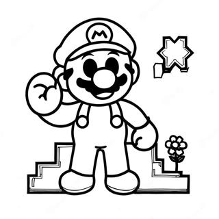 8 Bit Mario Coloring Page 5553-4436