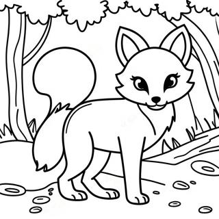 Elegant Fox In A Forest Coloring Page 55542-46197