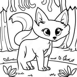 Elegant Fox In A Forest Coloring Page 55542-46198