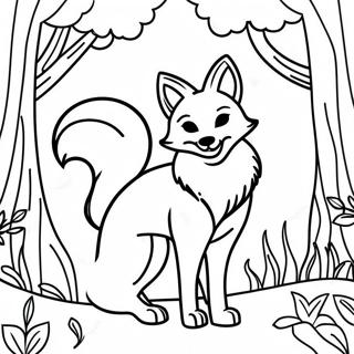 Elegant Fox In A Forest Coloring Page 55542-46199