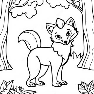 Elegant Fox In A Forest Coloring Page 55542-46200