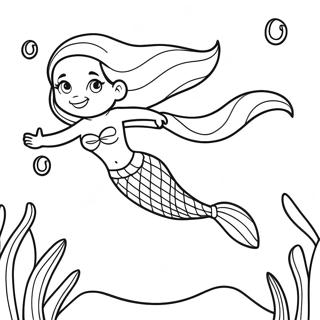 Ariel With Legs Swimming In The Ocean Coloring Page 55551-46207