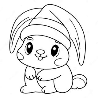 Cute Christmas Bunny With Santa Hat Coloring Page 55562-46214