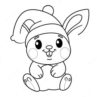 Cute Christmas Bunny With Santa Hat Coloring Page 55562-46215