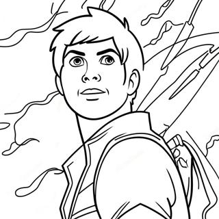 Percy Jackson With Lightning Bolt Coloring Page 5564-4445