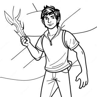 Percy Jackson With Lightning Bolt Coloring Page 5564-4446