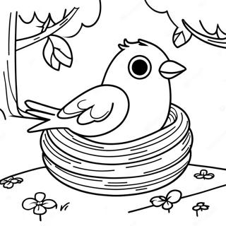 Colorful Spring Bird Nesting Coloring Page 55652-46286