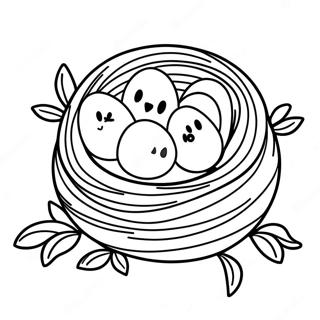 Colorful Spring Bird Nesting Coloring Page 55652-46287