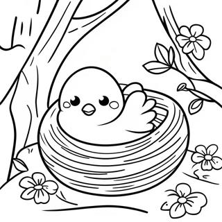 Colorful Spring Bird Nesting Coloring Page 55652-46288