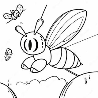 Beedrill Flying In The Sky Coloring Page 55732-46345