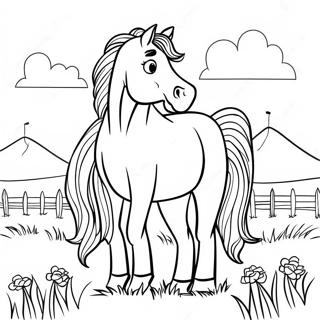 Majestic Draft Horse In A Field Coloring Page 55762-46375