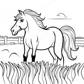 Majestic Draft Horse In A Field Coloring Page 55762-46376