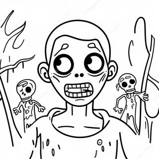 Creepy Zombie Scene Coloring Page 55772-46381