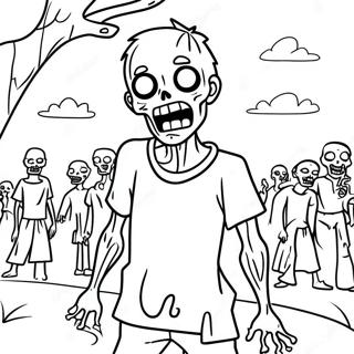 Creepy Zombie Scene Coloring Page 55772-46384