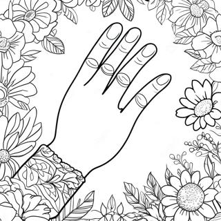 Colorful Praying Hands With Flowers Coloring Page 55822-46422