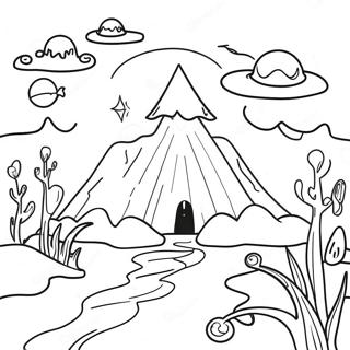 Surreal Dreamcore Landscape Coloring Page 55952-46525