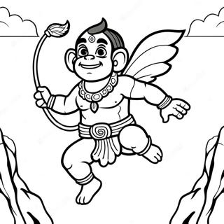 Hanuman Flying With A Mountain Coloring Page 56012-46582