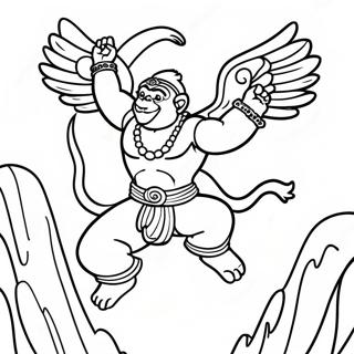 Hanuman Flying With A Mountain Coloring Page 56012-46584