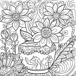 Talavera Pottery Floral Design Coloring Page 56021-46574