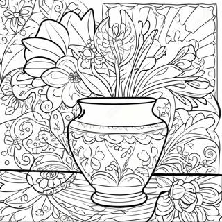 Talavera Pottery Floral Design Coloring Page 56021-46575