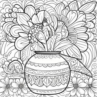 Talavera Pottery Floral Design Coloring Page 56021-46576