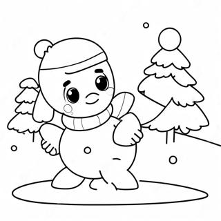 Cute Snowball Fight Coloring Page 56032-46592