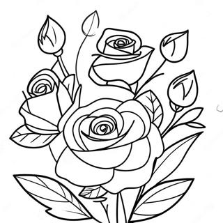 Elegant Rose Bouquet Coloring Page 56042-46605