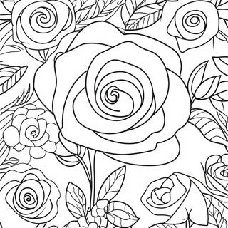 Elegant Rose Bouquet Coloring Page 56042-46606