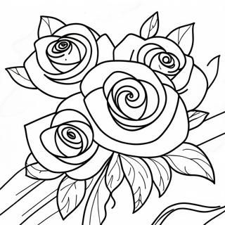 Elegant Rose Bouquet Coloring Page 56042-46607