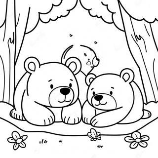 Cute Hibernating Bears Coloring Page 5604-4480