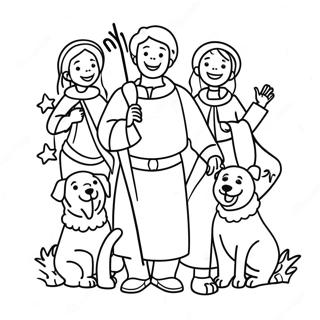 Joyful Shepherds With Stars Coloring Page 56062-46610