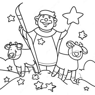 Joyful Shepherds With Stars Coloring Page 56062-46612