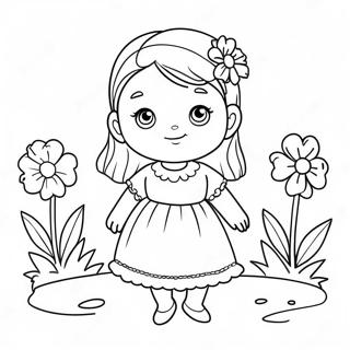 Cute Isabella With Flowers Coloring Page 56072-46622