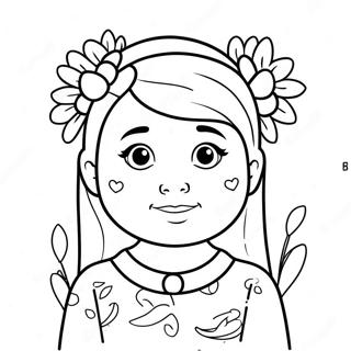 Cute Isabella With Flowers Coloring Page 56072-46623