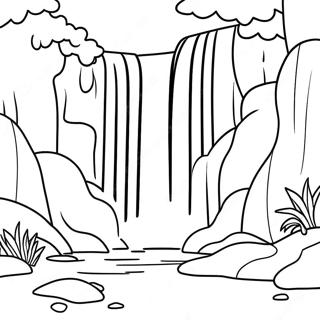 Majestic Waterfall In Forest Coloring Page 56132-46666