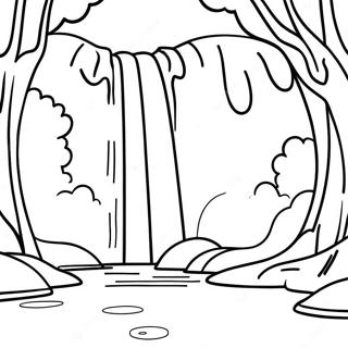 Majestic Waterfall In Forest Coloring Page 56132-46667