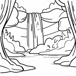 Majestic Waterfall In Forest Coloring Page 56132-46668