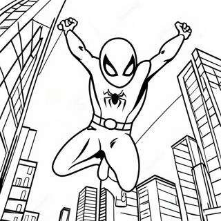 Scarlet Spider Swinging Through The City Coloring Page 56162-46686