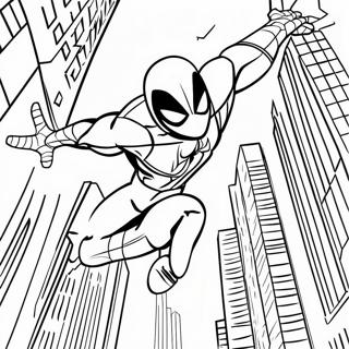 Scarlet Spider Swinging Through The City Coloring Page 56162-46687