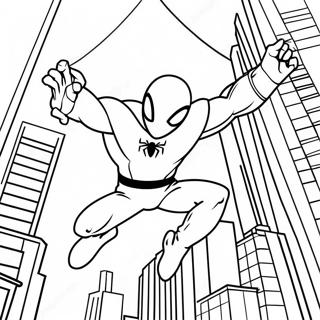 Scarlet Spider Swinging Through The City Coloring Page 56162-46688