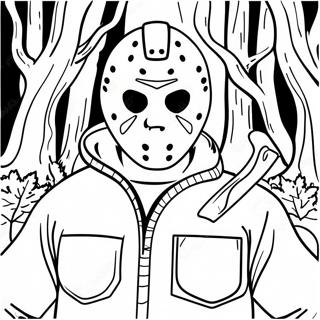 Jason Voorhees In A Dark Forest Coloring Page 56192-46717