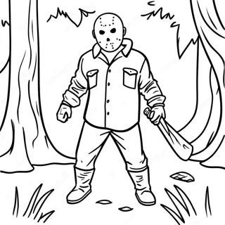 Jason Voorhees In A Dark Forest Coloring Page 56192-46718