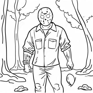 Jason Voorhees In A Dark Forest Coloring Page 56192-46719