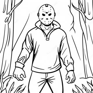 Jason Voorhees In A Dark Forest Coloring Page 56192-46720